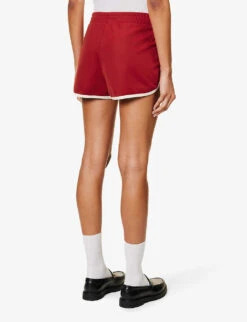 Piped-edge Logo-embroidered Track Shorts -Whistles Shop R04205001 RUBY ALT03