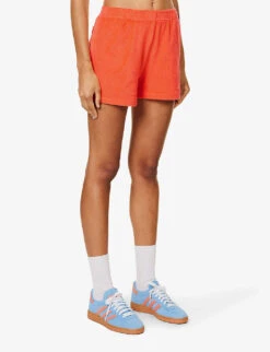 Logo-embroidered Mid-rise Cotton-terry Shorts -Whistles Shop R04205037 CERISE ALT02