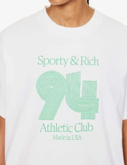 Athletic Club Brand-print Regular-fit Cotton-jersey T-shirt -Whistles Shop R04205098 WHITEVERDE ALT04