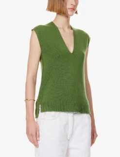 ME AND EM V-neck Relaxed-fit Wool-blend Vest -Whistles Shop R04205689 GREEN ALT02