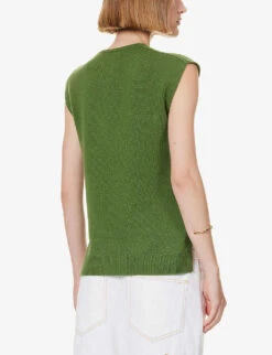 ME AND EM V-neck Relaxed-fit Wool-blend Vest -Whistles Shop R04205689 GREEN ALT03