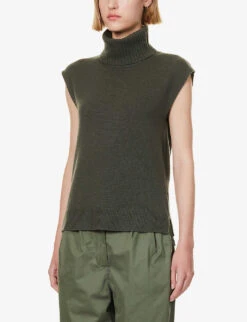 ME AND EM Turtle-neck Wool And Cashmere-blend Vest -Whistles Shop R04205690 INTENSEOLIVE ALT02