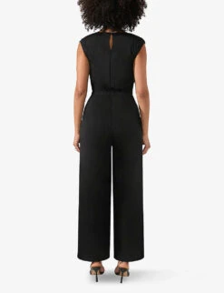 Cowl-neck Sleeveless Crepe Jumpsuit -Whistles Shop R04209463 BLACK ALT02